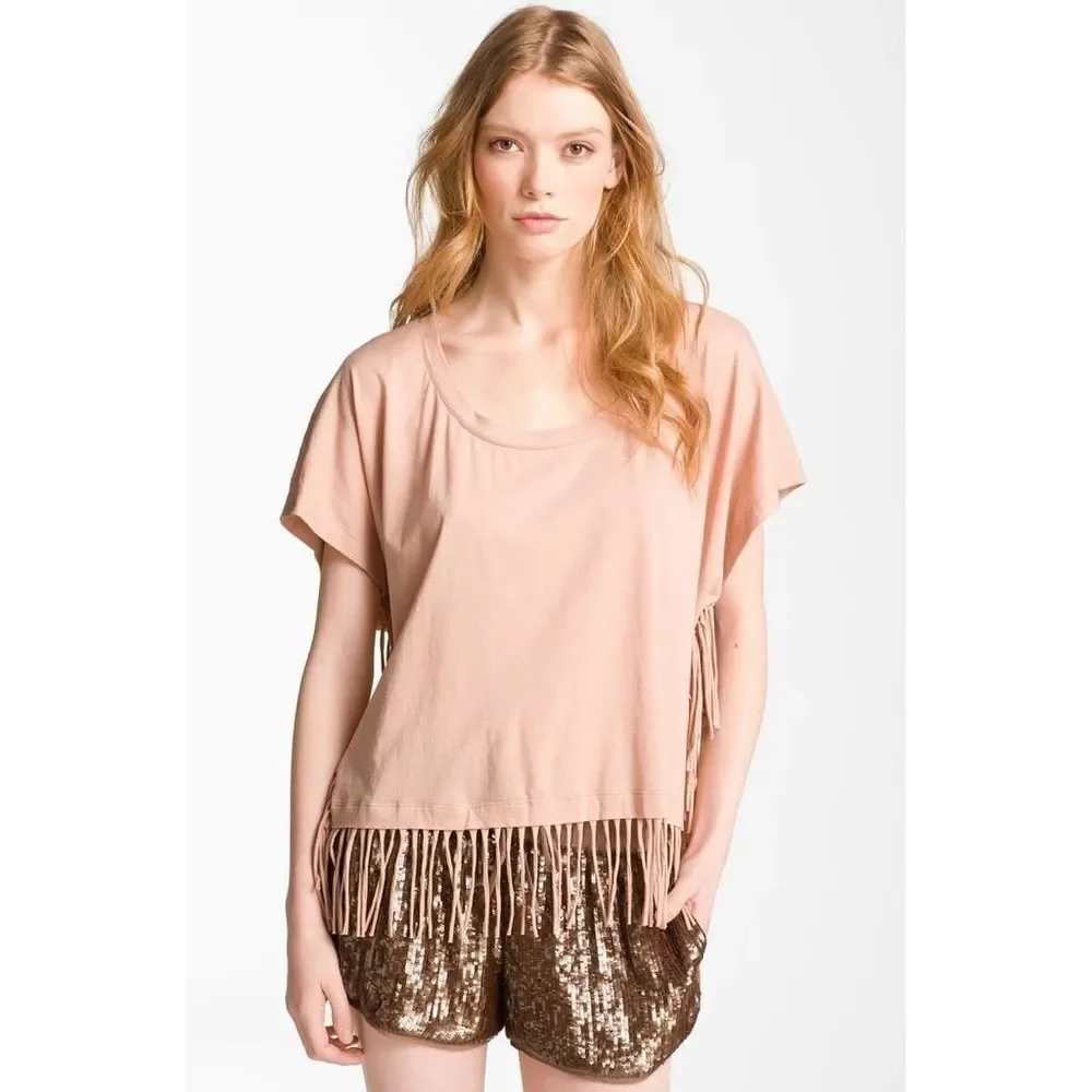 Haute Hippie Oversized Fringe Tee Small - Picture 1 of 10